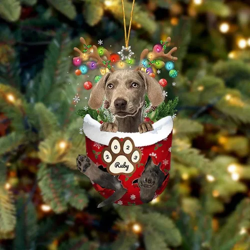 Vista 131 de Adornos personalizados de Pug cervatillo – Decoración personalizada para árbol de Navidad con patas de bolsillo de nieve