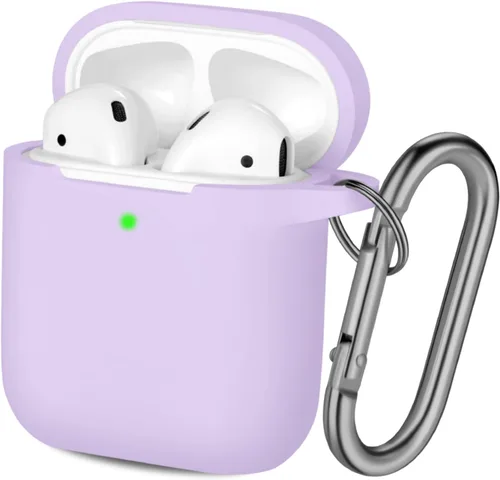 Vista 13 de Hamile Compatible con estuche de AirPods, funda protectora de silicona suave (LED frontal visible) diseñada para AirPods con accesorios de llavero