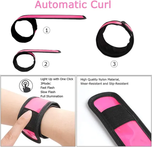 Vista 4 de esonstyle Pack of 6 LED Light Up Band Slap Bracelets Night Safety Wrist Band for Cycling Walking Running Concert Camping Outdoor Sports
