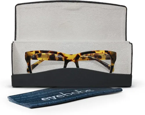 Vista 6 de eyebobs Kvetcher Wide Traditional and Blue Light Reading Glasses Negro exterior y mosaico