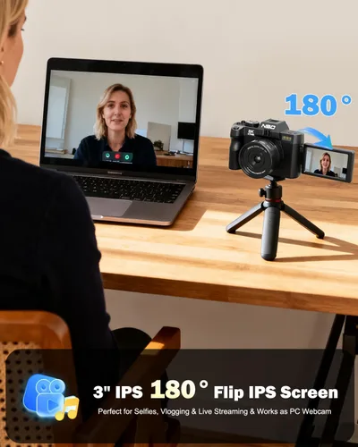 Vista 5 de NBD 8K Digital Cameras for Photography with Dual-Lens 16X Zoom Black