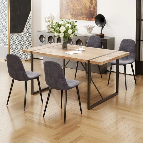 Vista 36 de Mesa de Comedor para 4-6, Mesa de Cocina de 55'', Mesas de Cocina y Comedor, Mesa de Comedor de Madera MDF con Patas de Metal para Sala de Estar