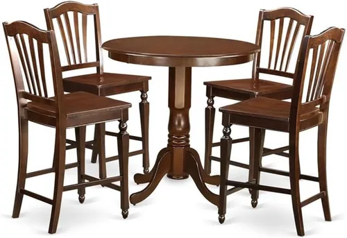 Vista 10 de East West Furniture JACH3-BLK-C - Juego de mesa de comedor de 3 piezas de altura de mostrador contiene una mesa redonda de madera con pedestal y 2