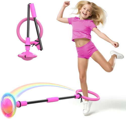 Vista 9 de Bola de salto de tobillo para niños, plegable y colorida rueda de salto con luz intermitente para adultos, juego para interiores y exteriores
