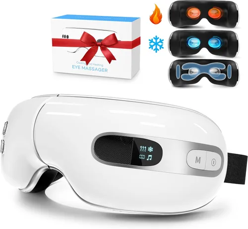 Vista 10 de Masajeador ocular con calor y frío para migrañas, ojos secos - Máscara masajeadora de ojos para relajación, regalo para mujeres y hombres