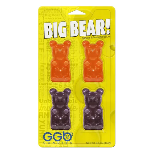 Vista 2 de Big Bear! - Paquete de 4 ositos de gomita de GGB Candies (cereza/frambuesa azul)
