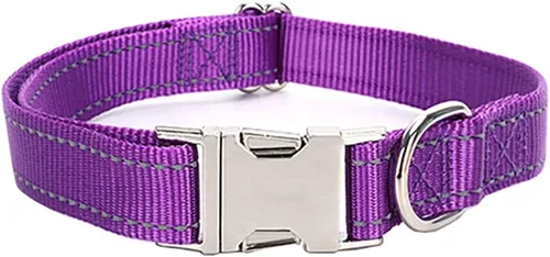 Vista 14 de Love Dream Collar reflectante para perro con hebilla de metal, collar de nailon ajustable de seguridad con hebilla de liberación rápida resistente