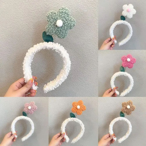 Vista 8 de Diademas para mujeres y niñas, diadema para la cabeza, linda diadema de flores de dibujos animados suave para invierno y otoño, aro para el cabello