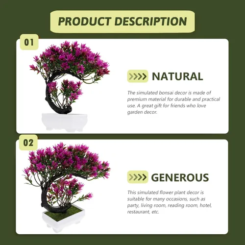 Vista 6 de Árbol bonsái artificial, color del loto, material plástico, peso del artículo 0.01 oz