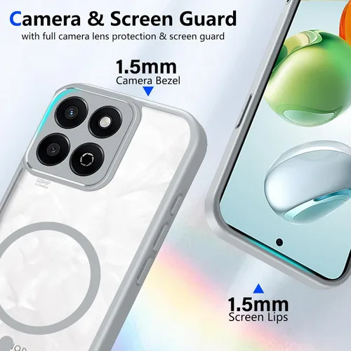 Vista 408 de Funda magnética transparente compatible con Xiaomi 17T, color negro 2 en 1 PC + TPU cubierta de teléfono a prueba de golpes, carcasa protectora