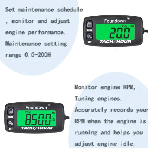 Vista 3 de Tacómetro de motor pequeño, medición de RPM, medidor de horas digital, monitoreo de horas del motor para aviones ultraligeros, motosierra