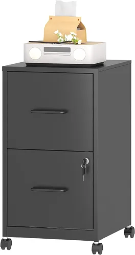 Vista 7 de Archivador de 5 cajones con cerradura, archivadores de metal sobre ruedas, cajones verticales de acero para oficina, almacenamiento para colgar