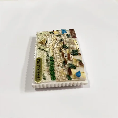 Vista 3 de Imán de nevera 3D de Jerusalén, regalo de recuerdo de resina, hecho a mano, para nevera, colección de decoración para el hogar y la cocina