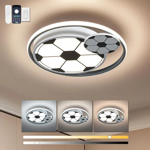 Vista 10 de Shine LUEST Lámpara de techo de astronauta de 20 pulgadas regulable para niños, luces de techo empotradas para dormitorio, lámpara LED de 3000