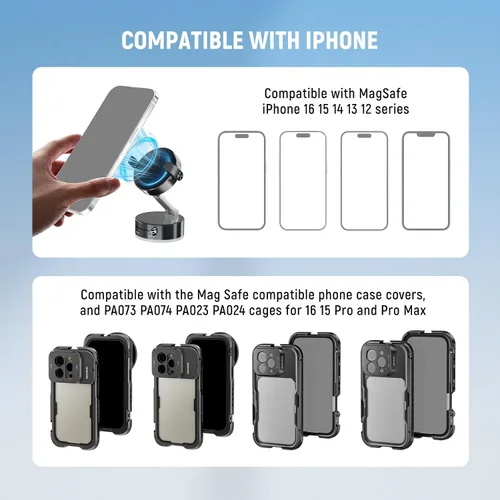Vista 9 de NEEWER Versión de nivel de entrada, soporte magnético para teléfono celular, soporte plegable con ventosa al vacío para tu parabrisas de automóvil
