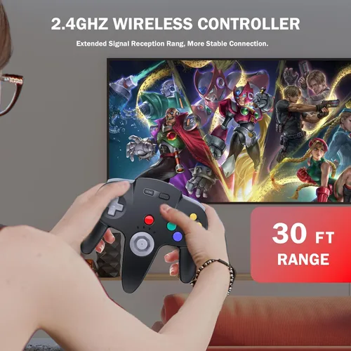 Vista 2 de KIWITATA N64 Wireless Controller for Switch Games, 2.4GHZ Wireless N64 Remote Game Pad Joystick Controller Compatible with N64, SwitchSwitch