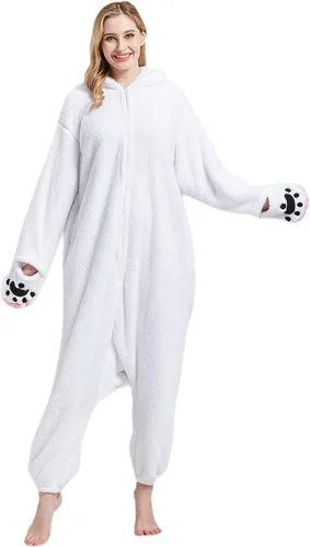 Vista 5 de DarkCom Pijama de una pieza de animal para mujer y hombre, disfraz de Halloween, ropa de dormir de Navidad