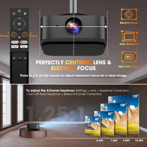 Vista 9 de [Más de 386 aplicaciones integradas] Proyector inteligente DBPOWER E2 con WiFi y Bluetooth, mini proyector nativo 1080P compatible con Netflix Gris