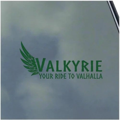Vista 4 de Valkyrie Your Ride to Valhalla - Calcomanía de vinilo Asatru Norse God Odin Rune por KLO Graphics Negro