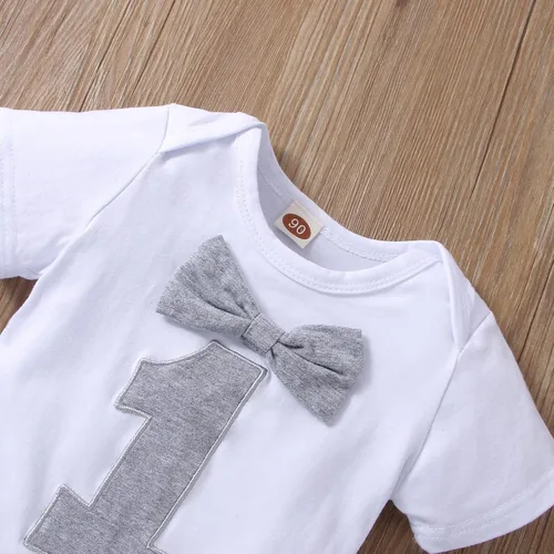 Vista 9 de vivifayee Conjunto de pantalones y tirantes para bebé niño de un primer cumpleaños