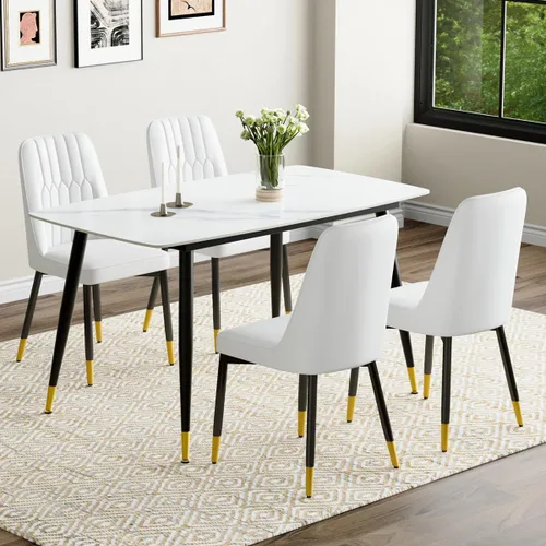 Vista 15 de Juego de 4 mesas de comedor negras para mesa de comedor de 4,50 pulgadas para 4, sillas de cocina de piedra sinterizada, fácil de montar, adecuado