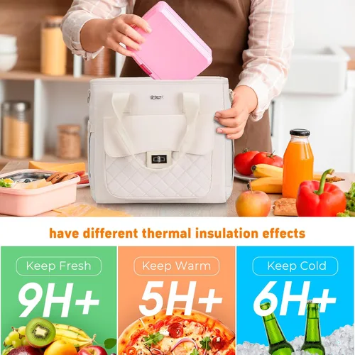 Vista 4 de Lonchera para Mujer para el Trabajo, Bolsa de Almuerzo Grande con Aislamiento Térmico a Prueba de Fugas Hielera para Adultos, Loncheras para Mujer