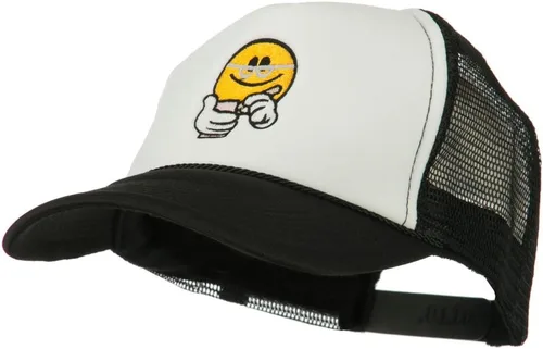 Vista 2 de e4Hats Scribe Smile Face - Gorra de malla de espuma bordada Negro blanco
