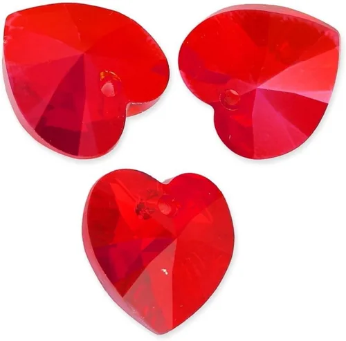 Vista 9 de 20 cuentas colgantes de cristal de corazón de amor de San Valentín de 0.394 pulgadas (0.394 in), cuentas sueltas de diamantes de abril transparentes