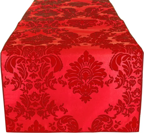 Vista 7 de lovemyfabric Camino de mesa de damasco flocado de tafetán para bodas, despedidas de soltera, baby shower, cena, eventos especiales/graduación