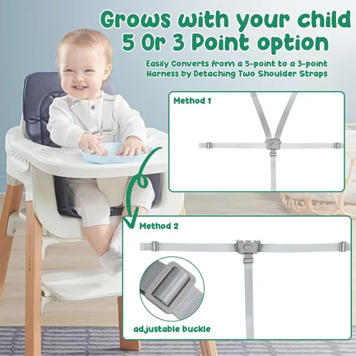 Vista 3 de Correas de repuesto para silla alta compatibles con sillas altas Gracos y la mayoría de sillas altas de 5 puntos (1 unidad)