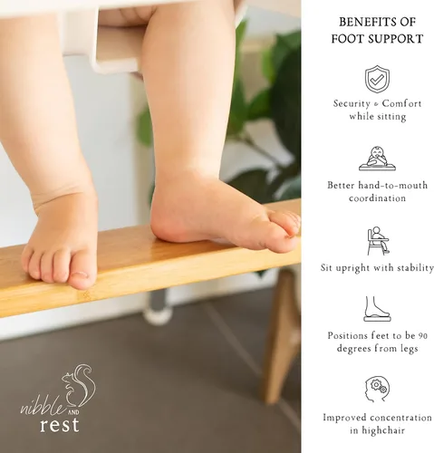 Vista 10 de Nibble and Rest Woodsi Footsi - Reposapiés para silla alta IKEA Antilop, reposapiés de madera de bambú, altura ajustable, accesorios para silla
