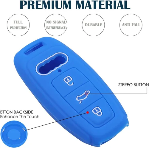 Vista 4 de Funda de silicona para llavero compatible con Audi A6 E-Tron A6L A8L A6 A7 A8 Q8 (negro rojo)