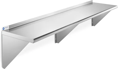 Vista 11 de GRIDMANN Estante de montaje en pared de acero inoxidable de 14 x 24 pulgadas con protector contra salpicaduras, grado comercial, estantería