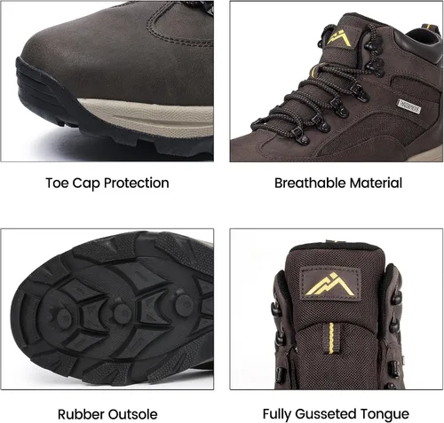 Vista 5 de CC-Los Botas de senderismo impermeables para hombre, ajuste relajado al aire libre, color marrón, talla 8.5, Marrón