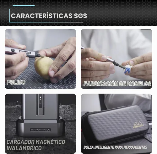 Vista 6 de AM ARROWMAX Mini bolígrafo de grabado, herramienta giratoria con 42 puntas, funda de aluminio, control de movimiento inteligente, OLED, aplicación