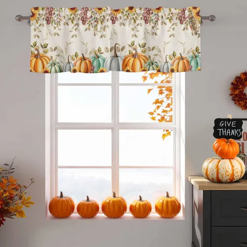 Vista 49 de Cenefa de cortina con lazo rojo de Navidad para ventanas, sala de estar, cocina, baño, granja, bolas de Navidad de acuarela con diseño de bayas