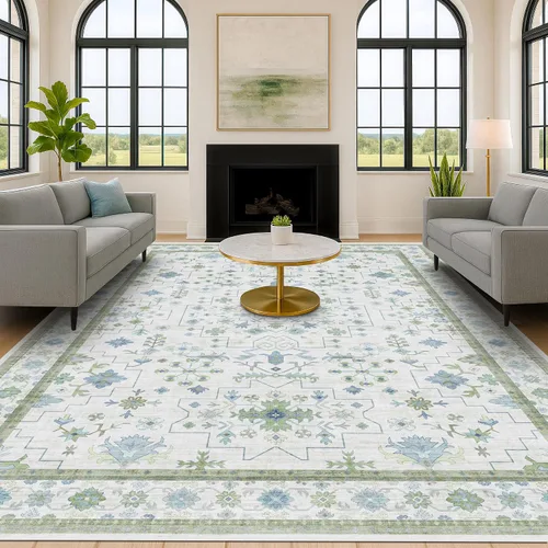Vista 162 de Hazo Haus – Alfombra pequeña para entrada, cocina o baño, antideslizante con base de goma, resistente a las manchas y a la decoloración, diseño