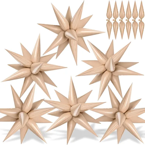 Vista 28 de 72 unidades de globos de estrella, grandes globos de cono de estrella metálicos de 26 pulgadas, globos de papel de aluminio de explosión colorida