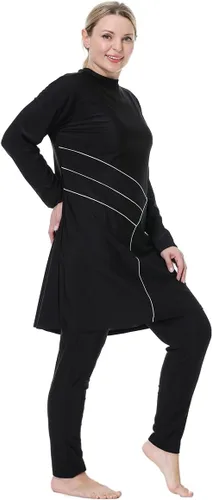 Vista 4 de Plus Size Muslim Swimsuits for Women Rash Guard Swimwear Top Pants with HijabCap
