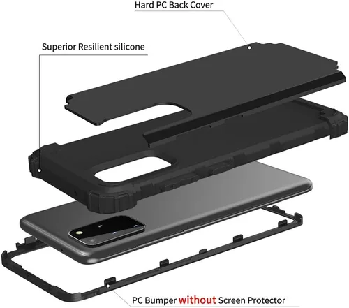 Vista 3 de Funda de teléfono para Samsung Galaxy S20 Plus Glaxay S20+ 5G, cubierta dura, a prueba de golpes, de silicona suave, híbrida, resistente, accesorios