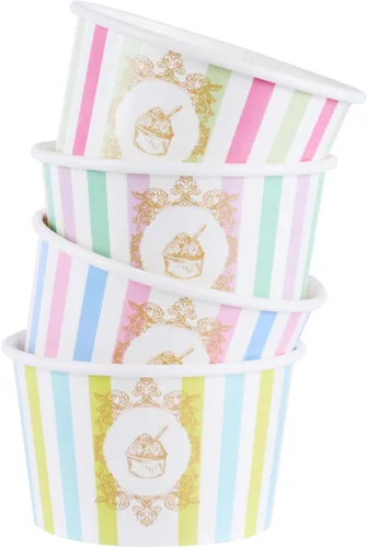 Vista 96 de Restaurantware Coppetta - Vasos de postre de 3 onzas, 50 tazas desechables para helado, tapas se venden por separado, cuencos de papel a cuadros