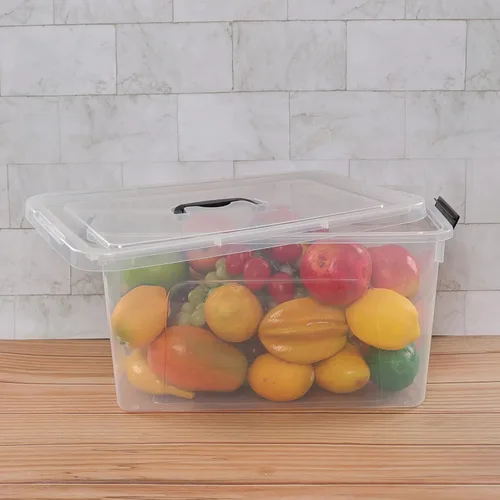 Vista 6 de Contenedor de plástico de 17.5 L con tapas, caja de cierre transparente, 4 paquetes