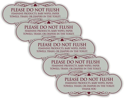Vista 40 de Signs ByLITA Designer Please Do Not Flush Etiqutte Letrero (negro) - Pequeño 1 paquete