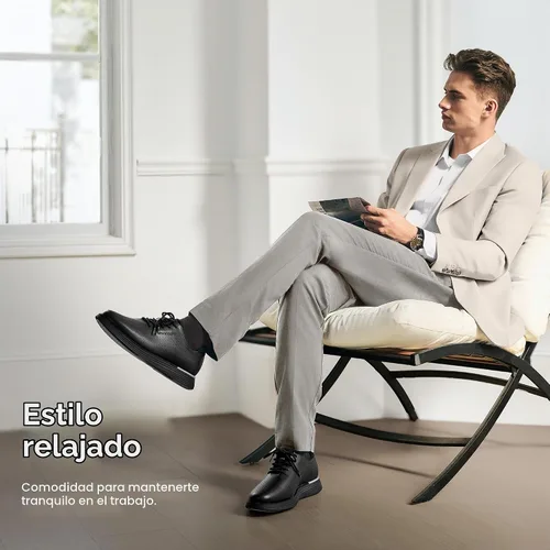 Vista 7 de Bruno Marc - Tenis de vestir MaxFlex de moda para hombre, zapatos casuales clásicos Oxfords Negro