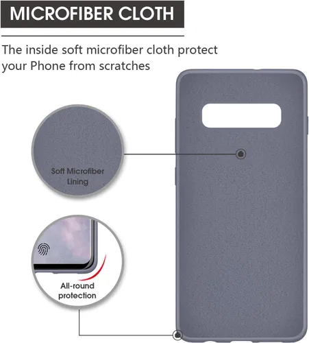 Vista 5 de Compatible con Galaxy S10 Plus, S10+ funda de silicona líquida con forro de tela de microfibra de cuerpo completo con protección de pantalla