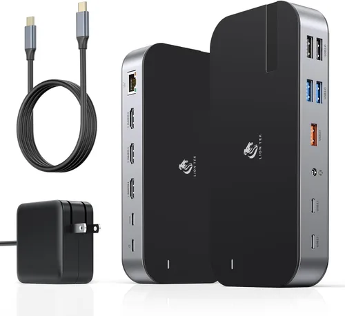 Vista 15 de LIONWEI - Estación de acoplamiento USB 3.0 a HDMI dual para MacBook (necesita controlador) USB C/ USB A to 2 Monitor HDMI, Compatible with MacBook