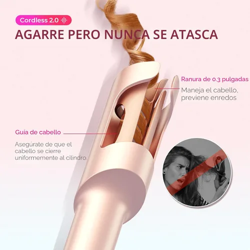 Vista 5 de Rizador Inalámbrico Automático TYMO - TYMO CurlGo de 1 Pulgada, Rizador Giratorio de Varilla para Ondas de Playa, Rizadores de Pelo Portátiles