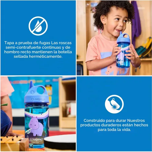 Vista 2 de Nalgene Kids Sustain Grip-N-Gulp - Botellas de agua hechas con material derivado del 50% de residuos de plástico