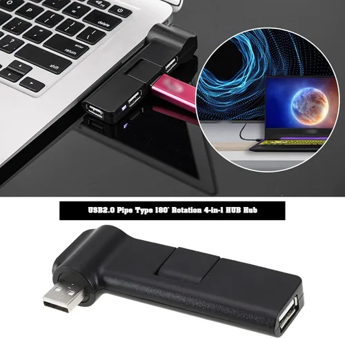 Vista 2 de Create idea 4 puertos 180 ° Rotación USB Extensor Hub 4 puertos USB Hub Adaptador de corriente Mini USB 2.0 Hub 4 puertos USB Hub Accesorios