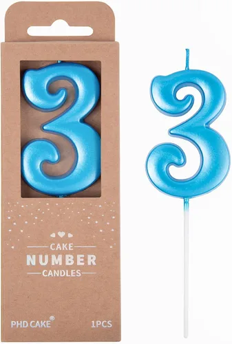Vista 25 de PHD CAKE Velas de cumpleaños número 0 azul elegante de 2.76 pulgadas, velas de número azul, velas de número para pastel, celebración de fiesta